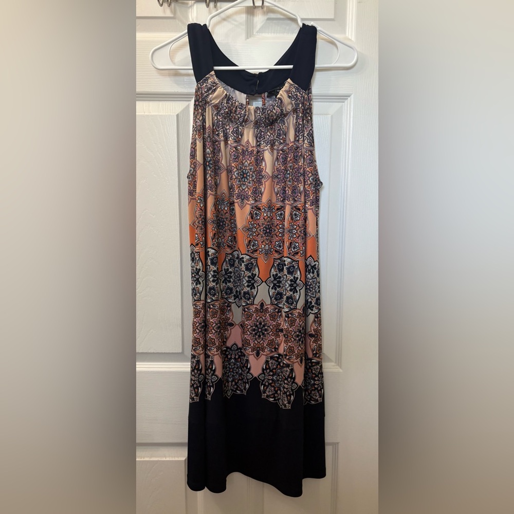Enfocus Studio Geometric Print Dress - Black and Orange